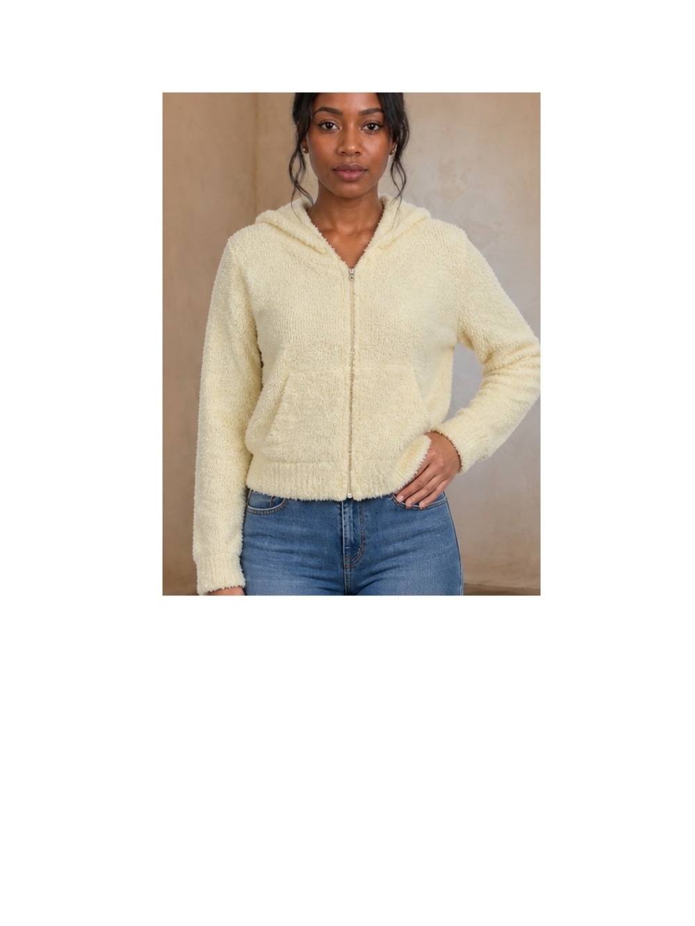 Skims cozy Sherpa Zip Hoodie Jacket in Cream